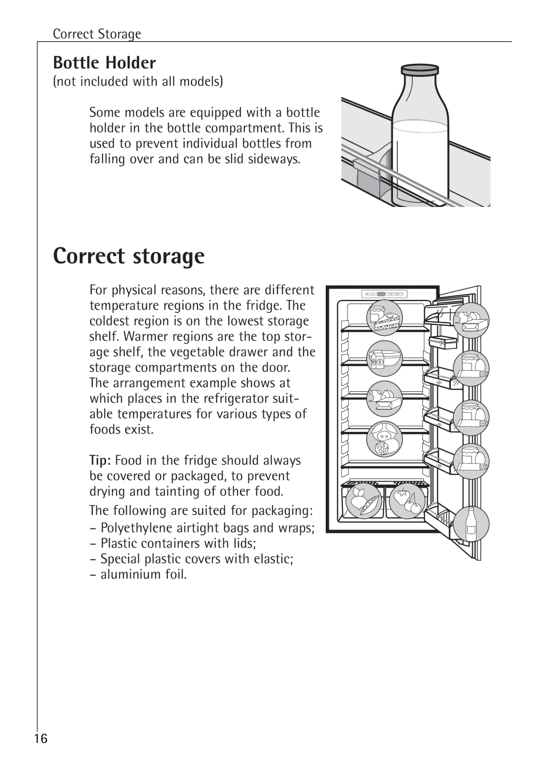 Electrolux K 81200 i, K 88800 i manual Correct storage, Bottle Holder 