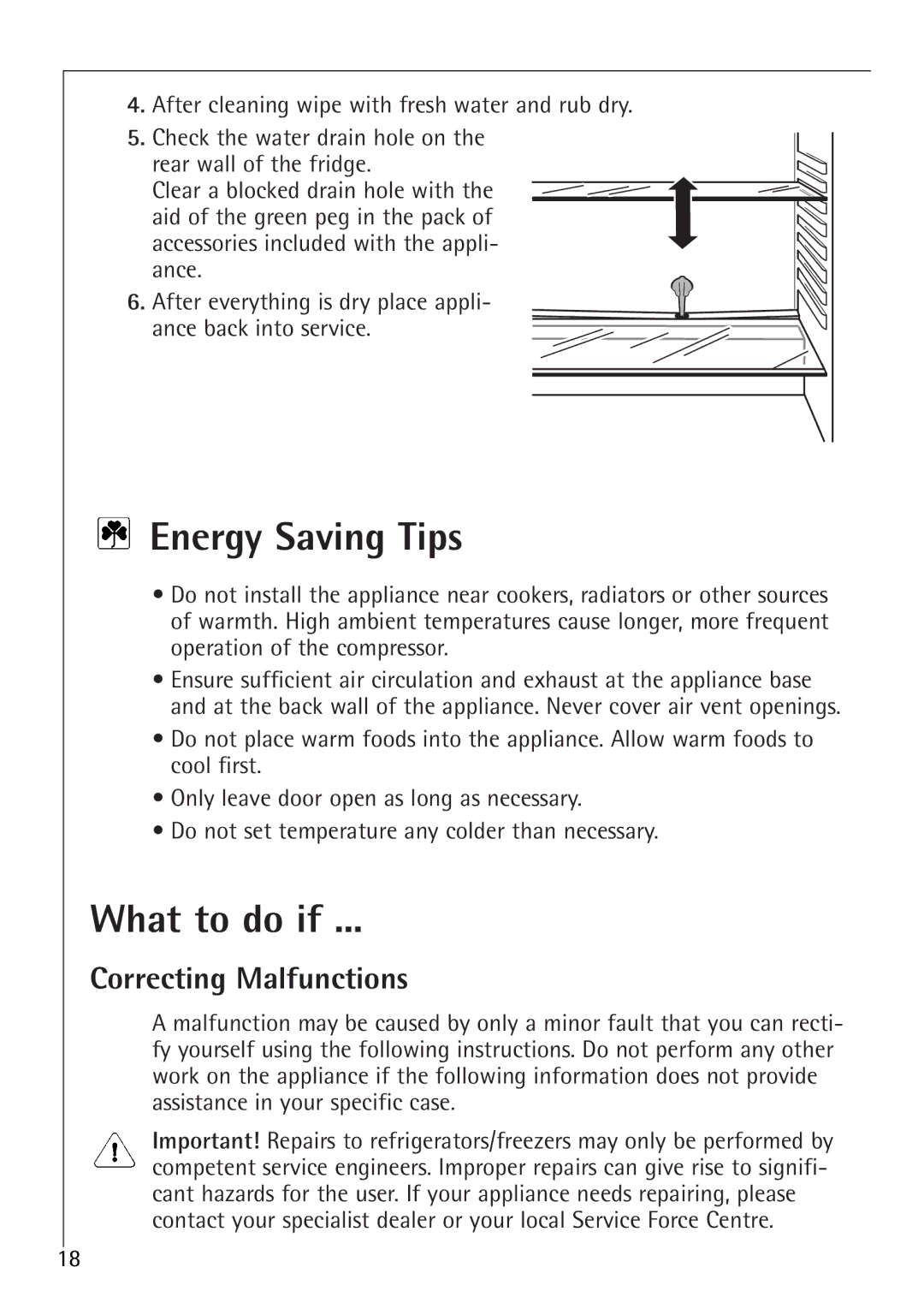 Electrolux K 81200 i, K 88800 i manual Energy Saving Tips, What to do if, Correcting Malfunctions 