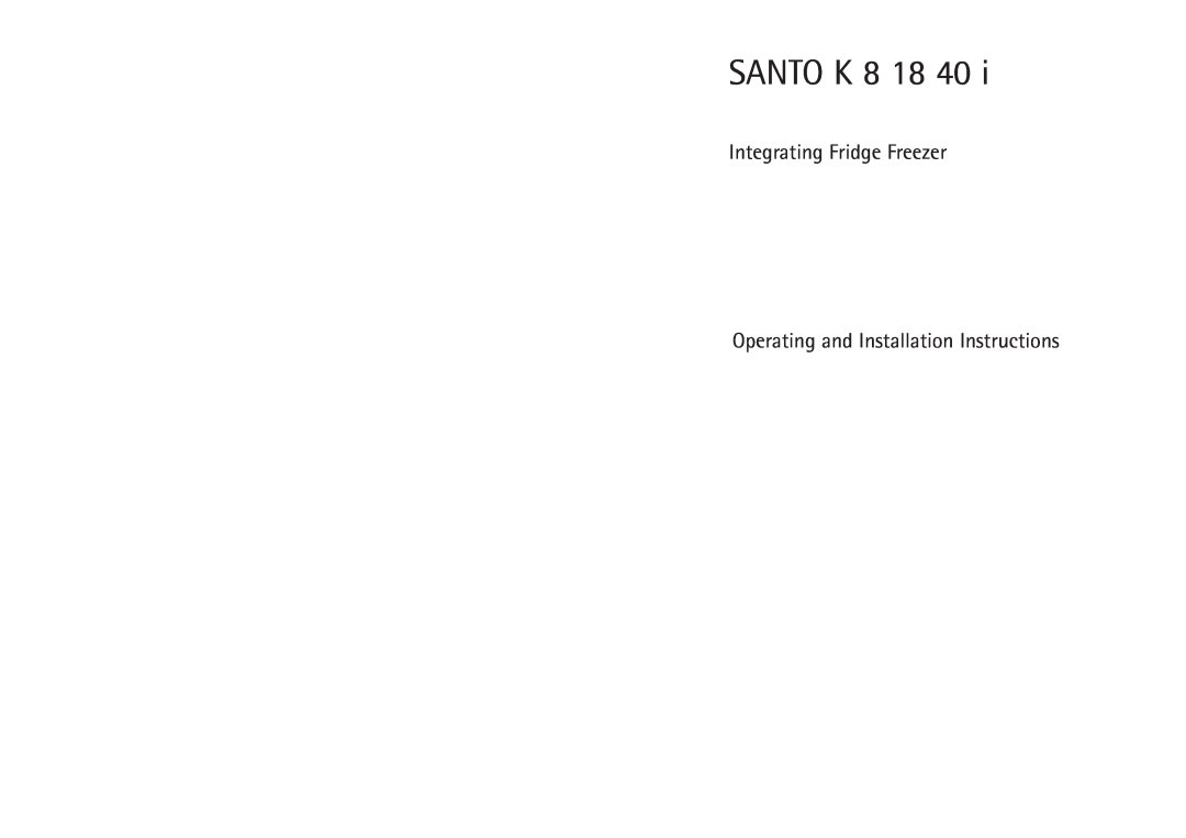 Electrolux K 818 40 i installation instructions SANTO K 8 18 40 