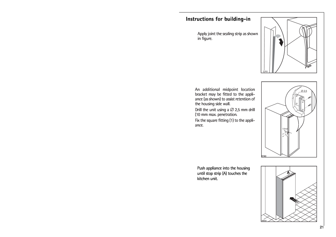 Electrolux K 818 40 i installation instructions Instructions for building-in 