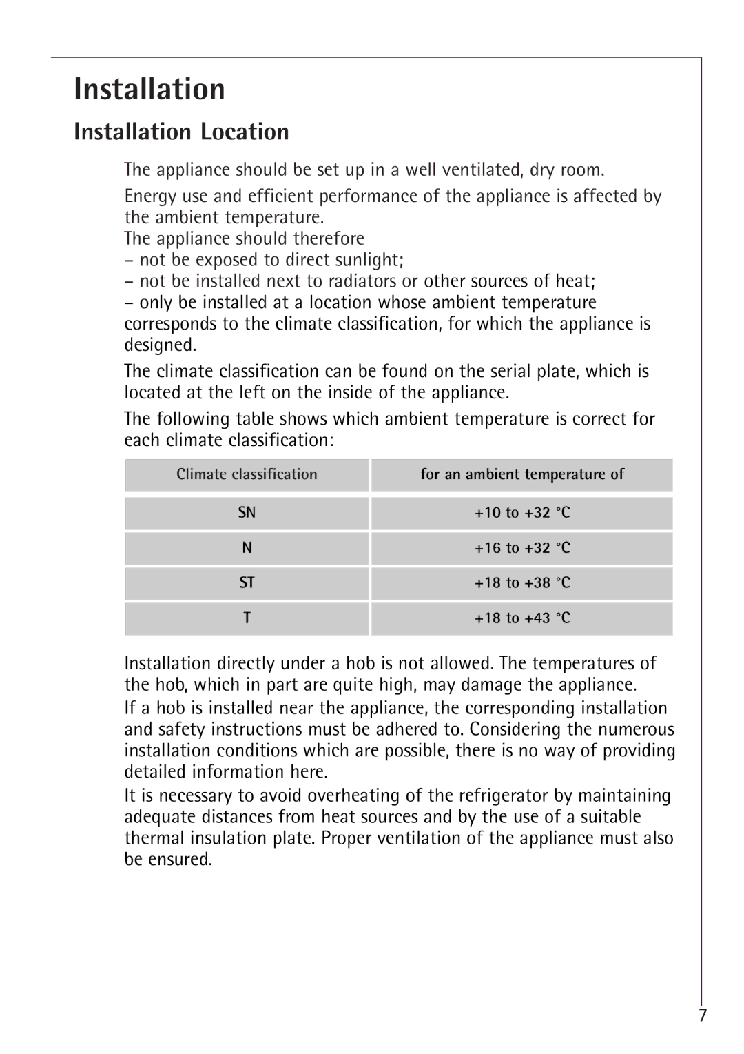 Electrolux K 91240-4 i, K 98840-4 i manual Installation Location 