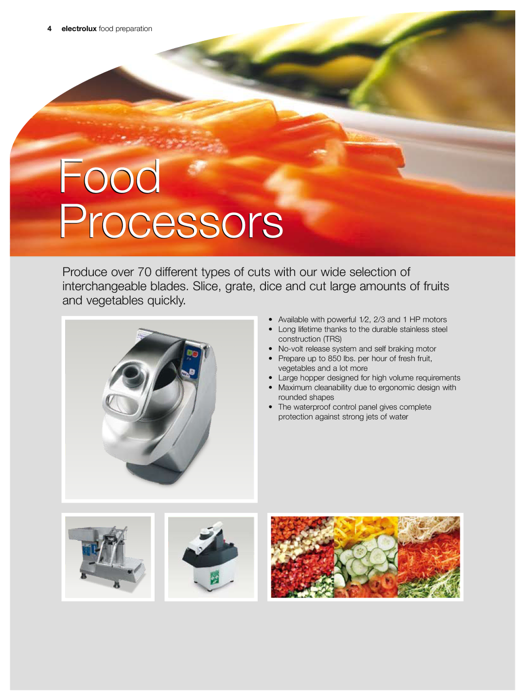 Electrolux K55, K120, K180, KE120, K70, K45, K35, K25, XEM10 manual Food Processors 