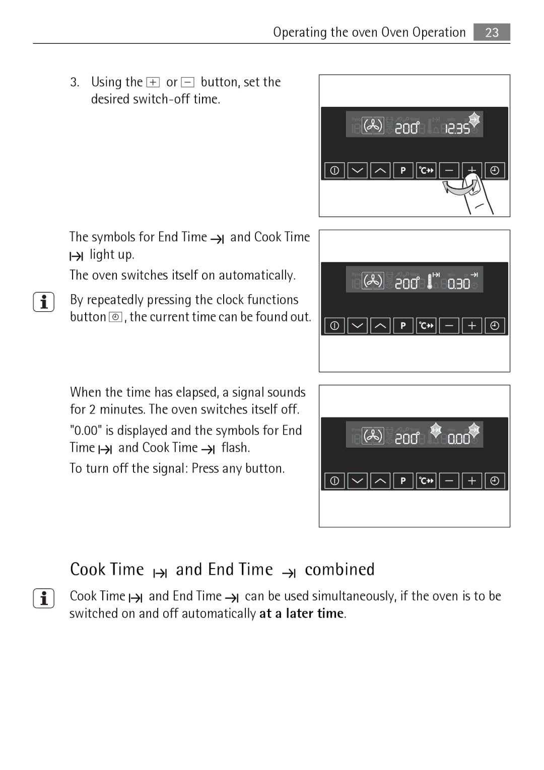 Electrolux KB9800E user manual Cook Time and End Time combined 