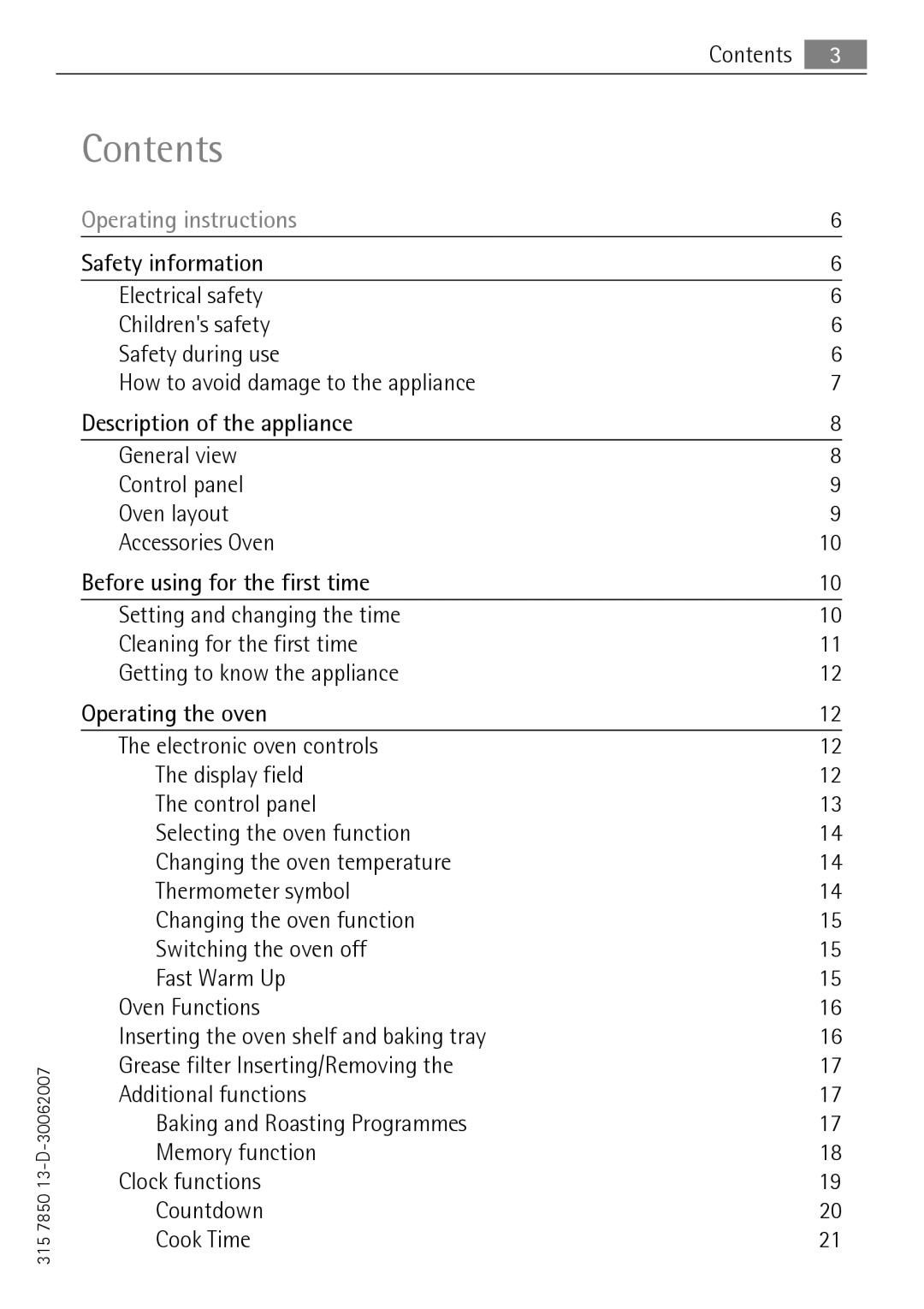 Electrolux KB9800E user manual Contents 