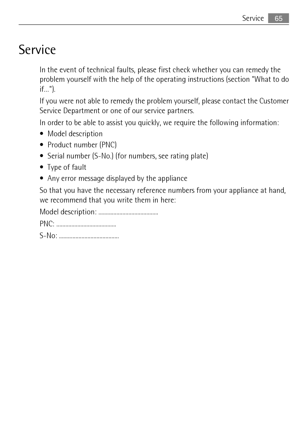 Electrolux KB9800E user manual Service 