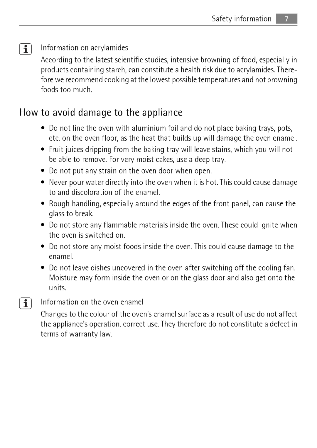 Electrolux KB9800E user manual How to avoid damage to the appliance 