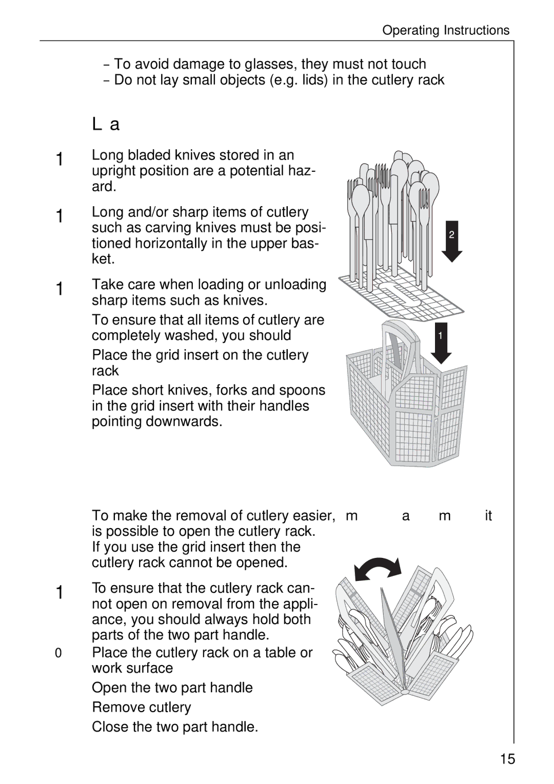 Electrolux KDW 3 manual Loading Cutlery 