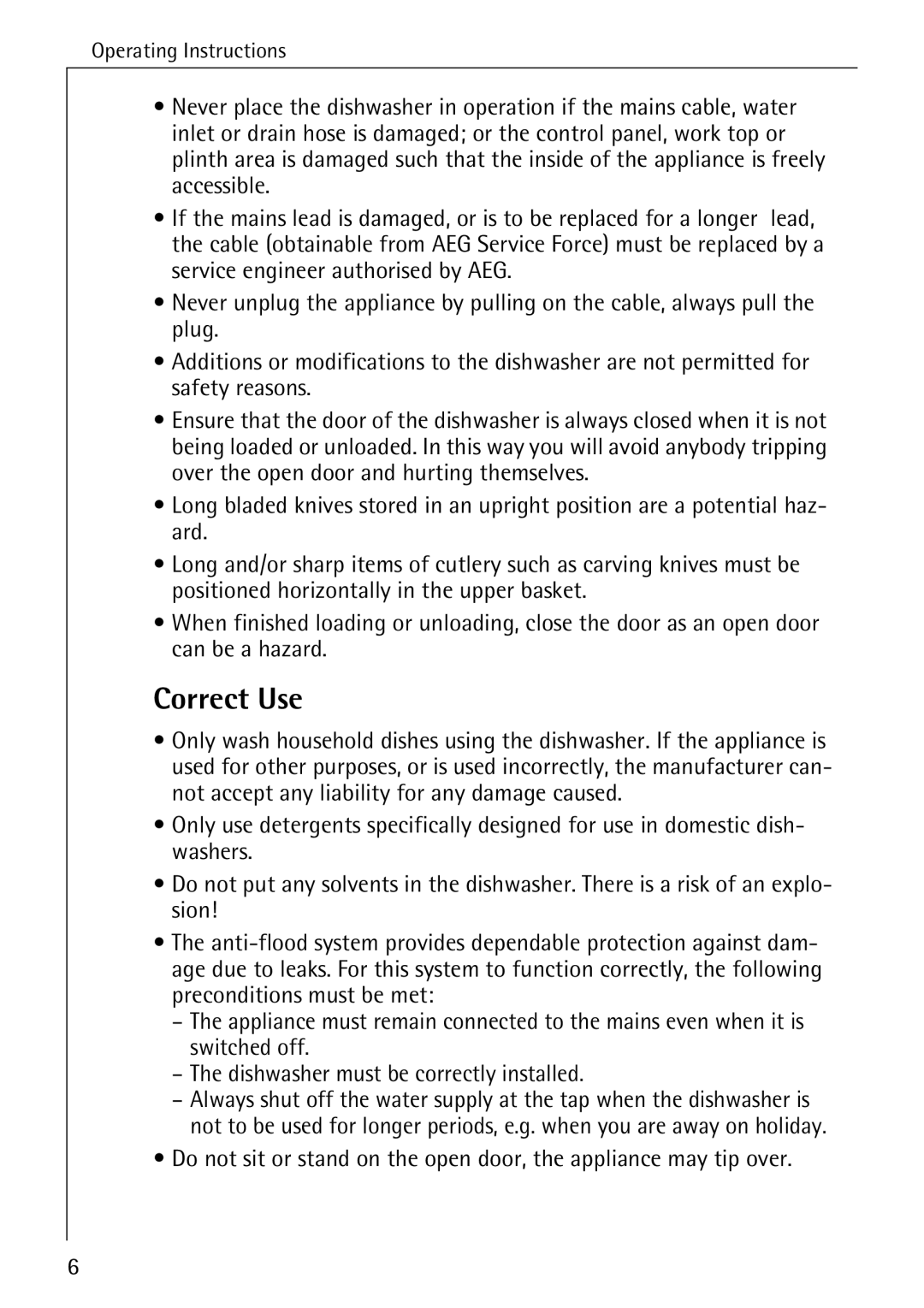 Electrolux KDW 3 manual Correct Use 