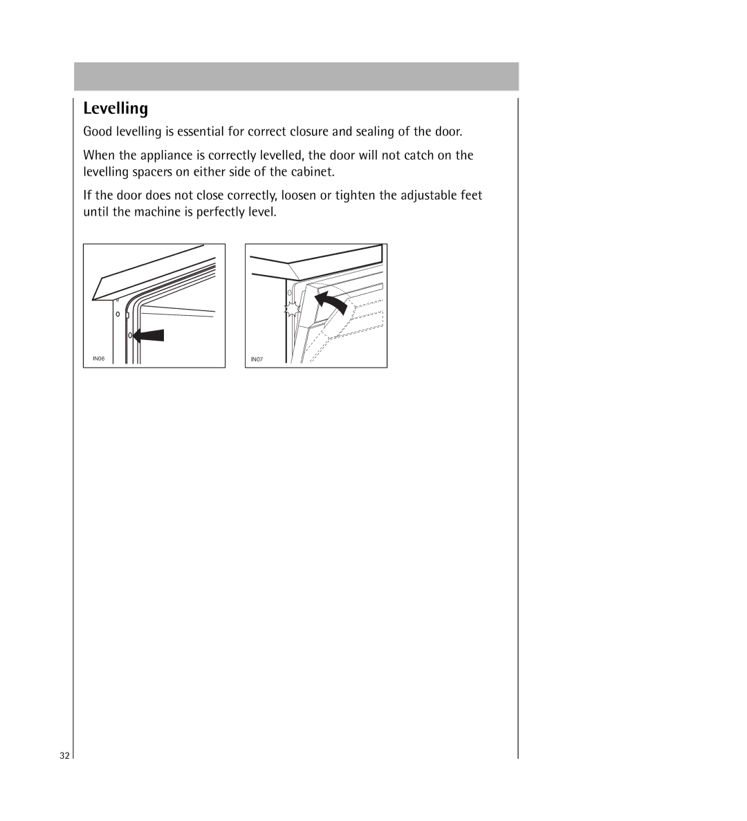 Electrolux KDW1 operating instructions Levelling 