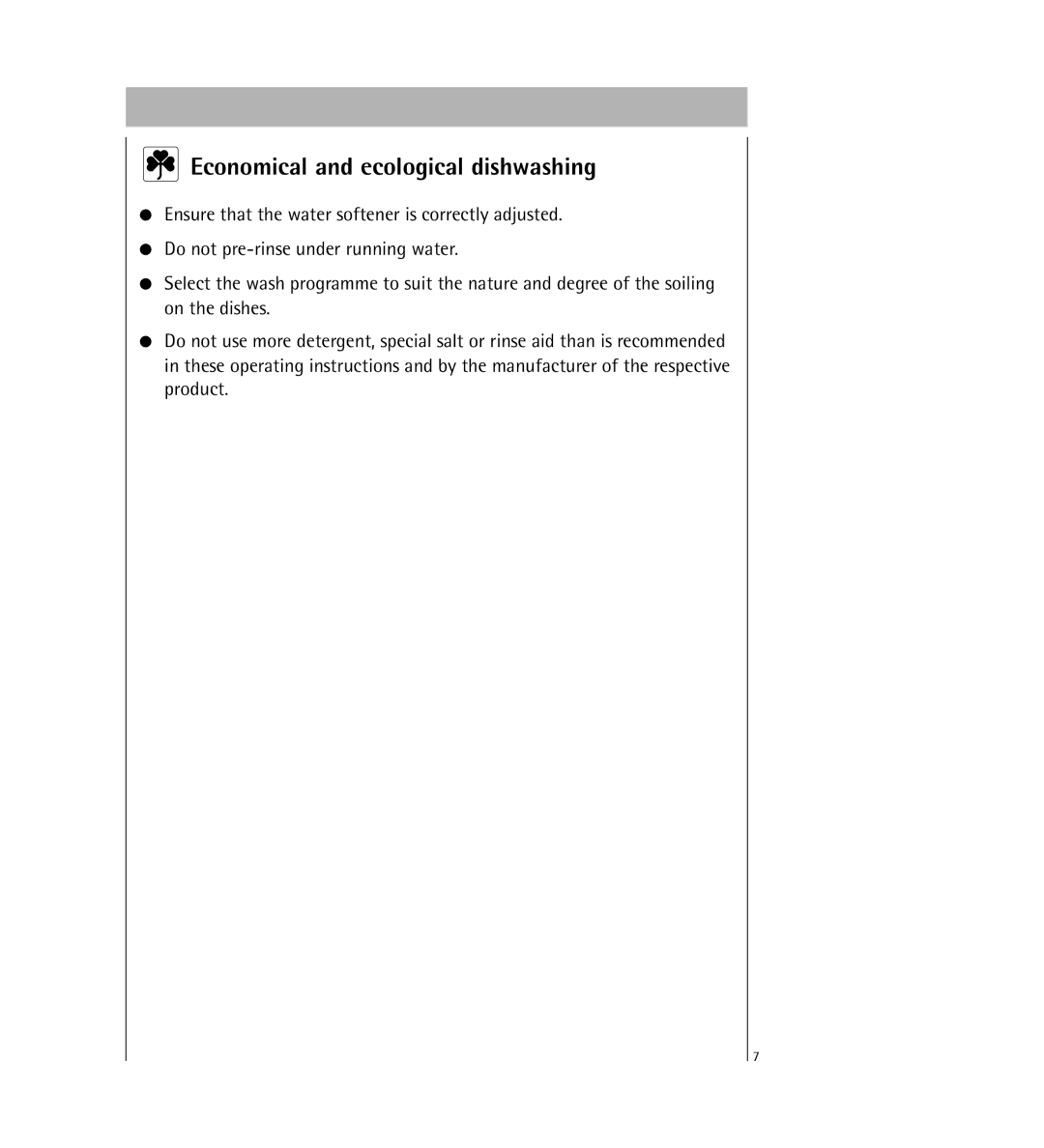 Electrolux KDW1 operating instructions Economical and ecological dishwashing 