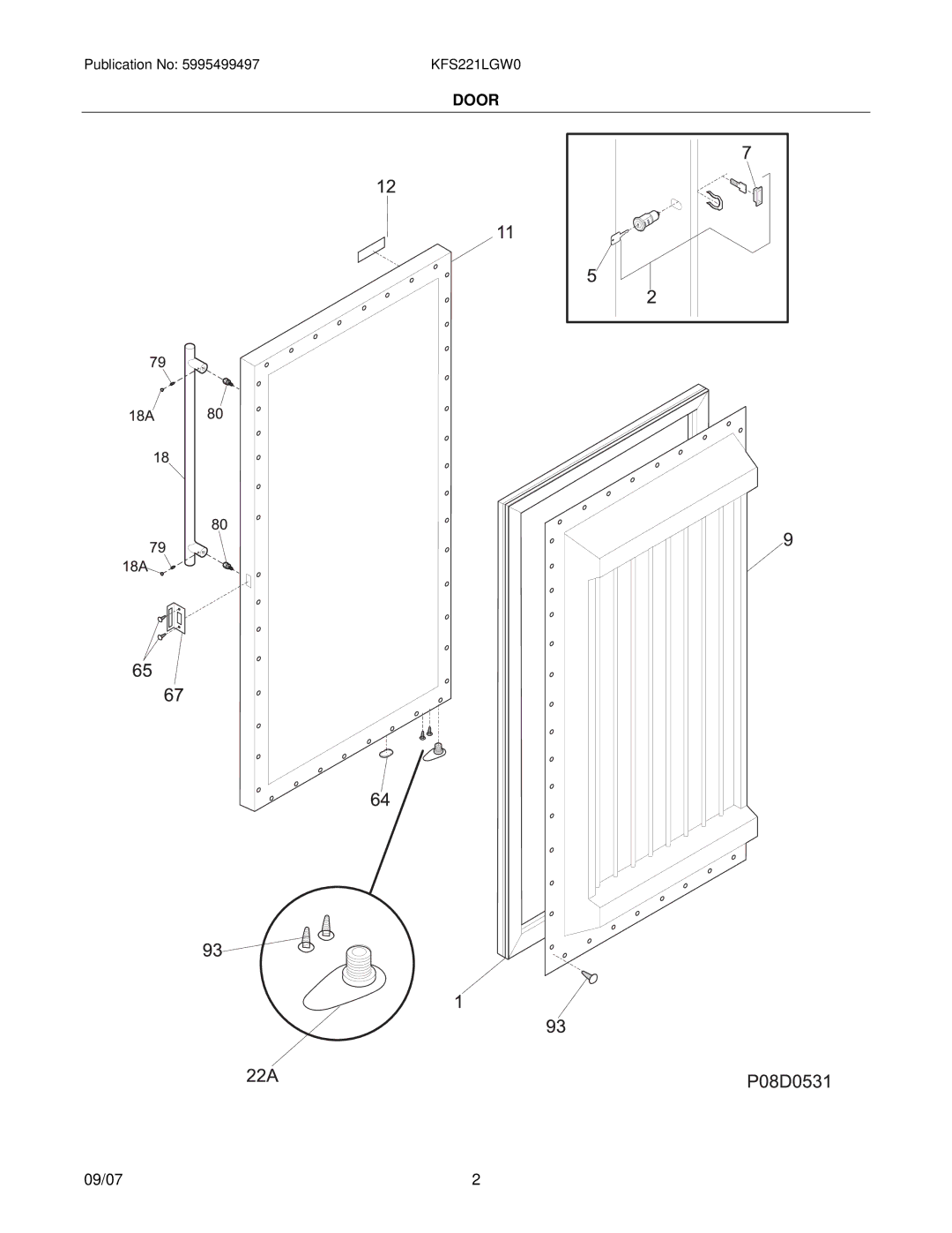 Electrolux KFS221LGW manual Door 