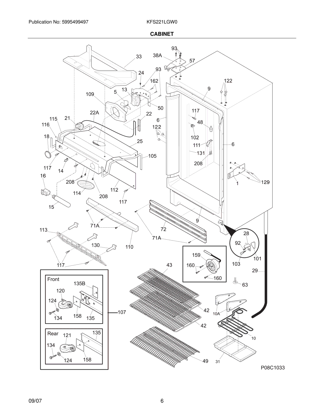 Electrolux KFS221LGW manual Cabinet 