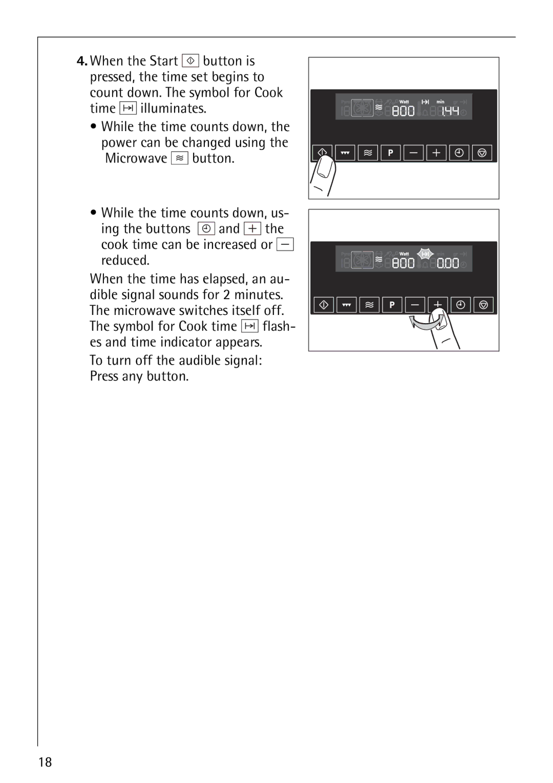 Electrolux KM9800E manual To turn off the audible signal Press any button 