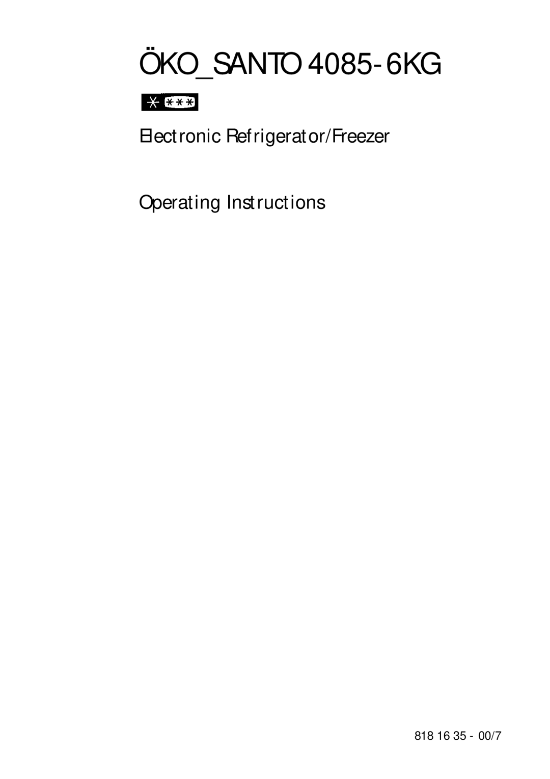 Electrolux KO_SANTO 4085 operating instructions Ökosanto 4085-6KG 