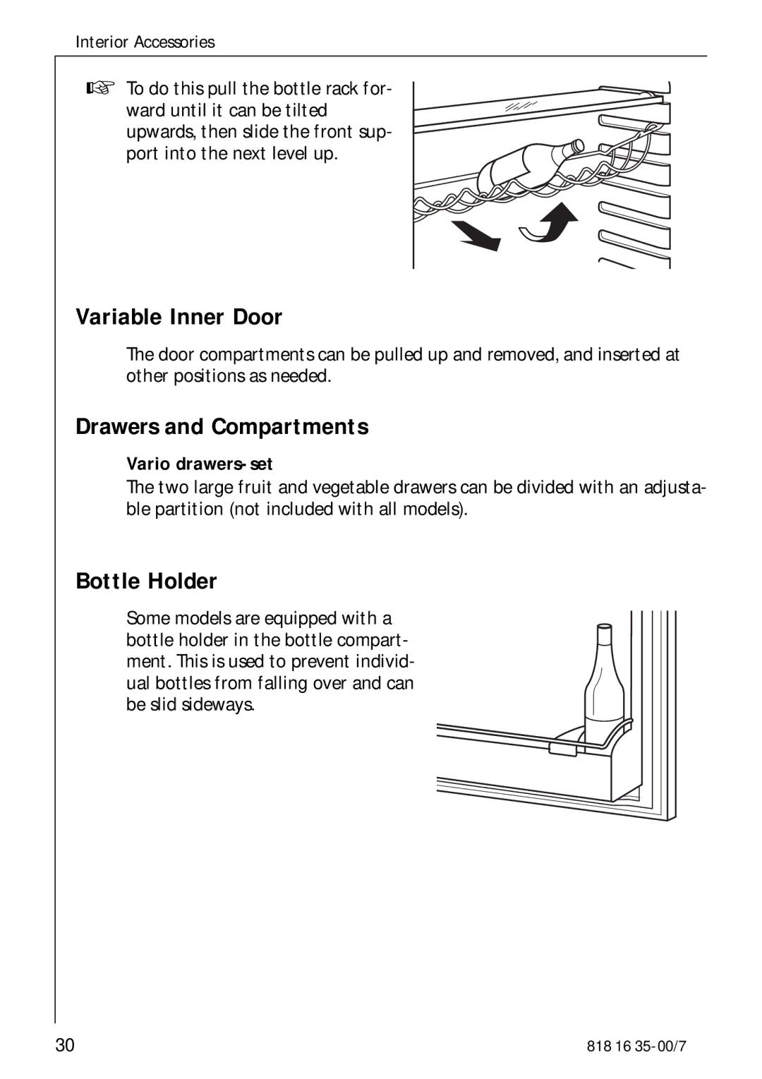 Electrolux KO_SANTO 4085 Variable Inner Door, Drawers and Compartments, Bottle Holder, Vario drawers-set 