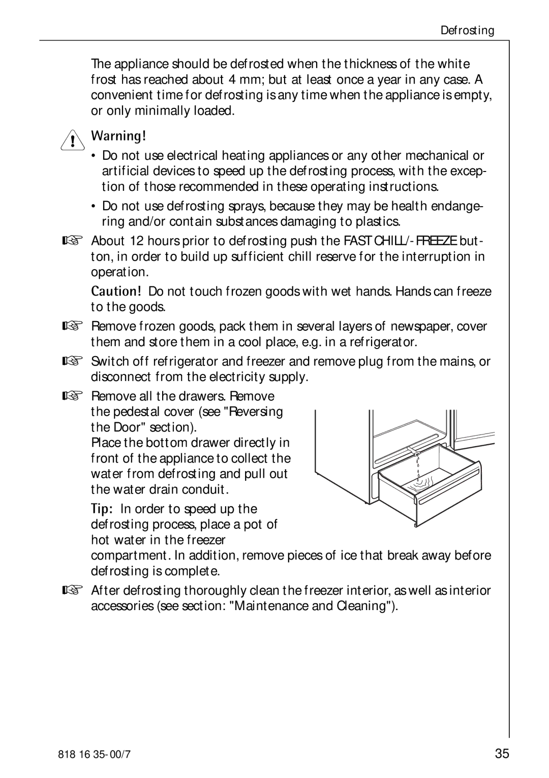 Electrolux KO_SANTO 4085 operating instructions Defrosting 