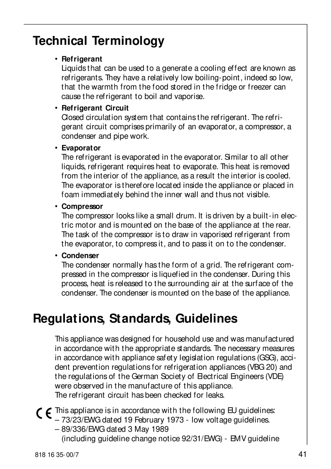 Electrolux KO_SANTO 4085 operating instructions Technical Terminology, Regulations, Standards, Guidelines 