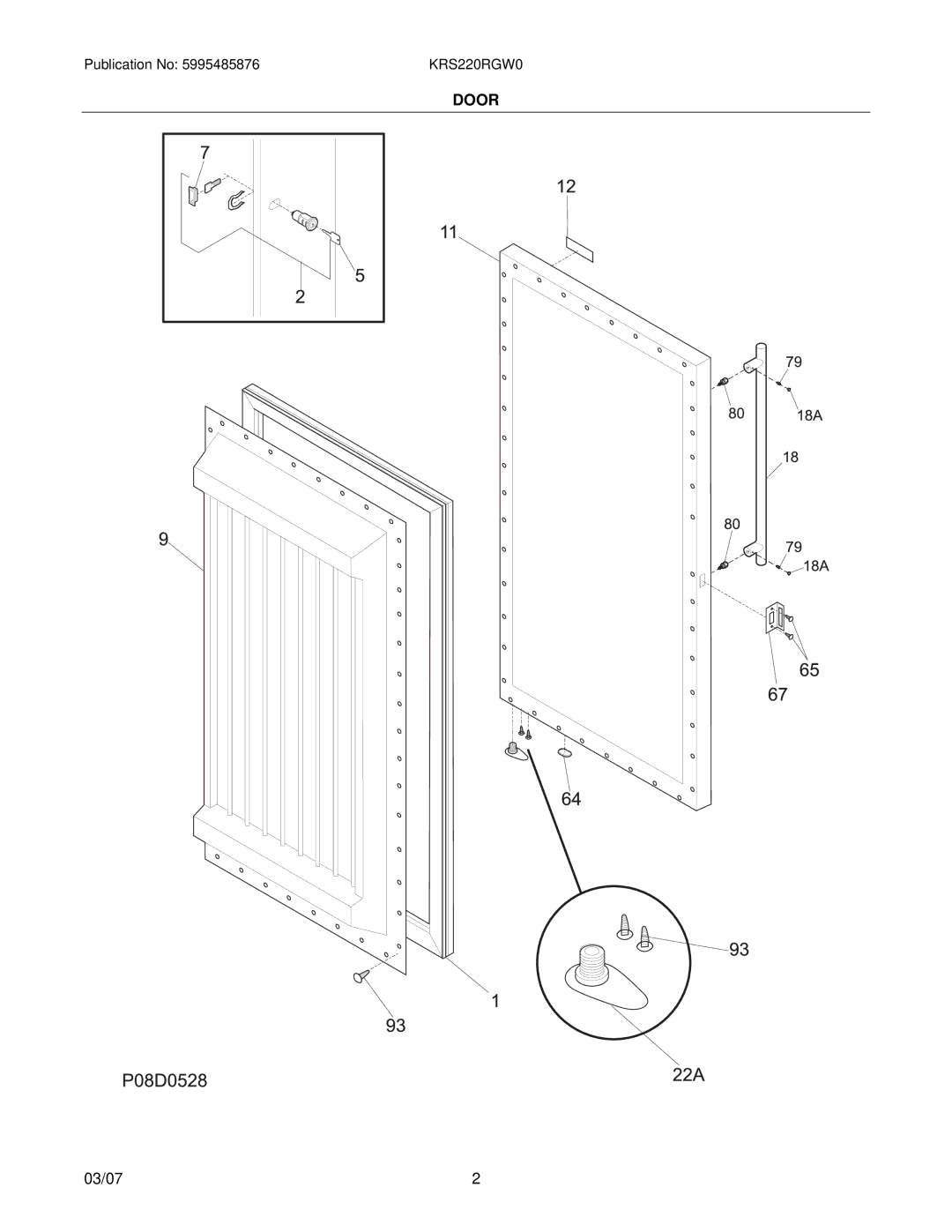 Electrolux KRS220RGW manual Door 