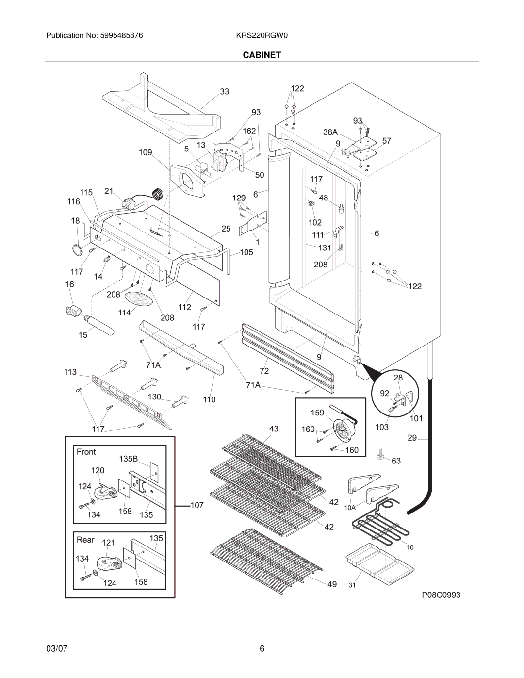 Electrolux KRS220RGW manual Cabinet 