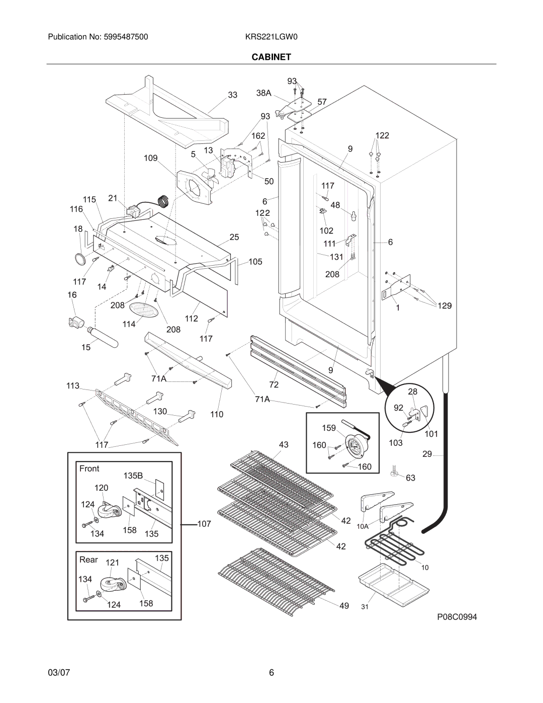 Electrolux KRS221LGW manual Cabinet 