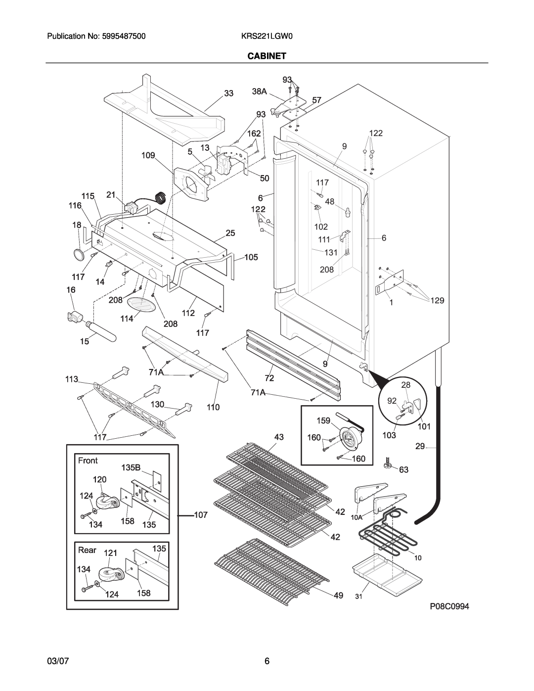 Electrolux manual Cabinet, 03/07, KRS221LGW0 