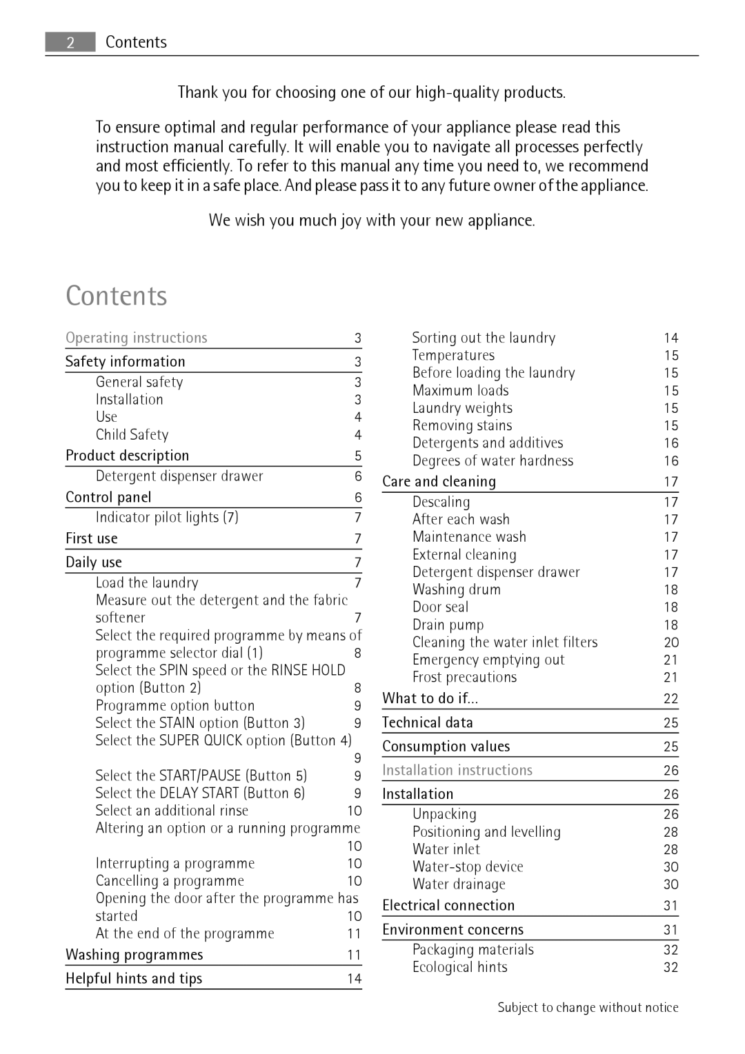 Electrolux L 56840 user manual Contents 