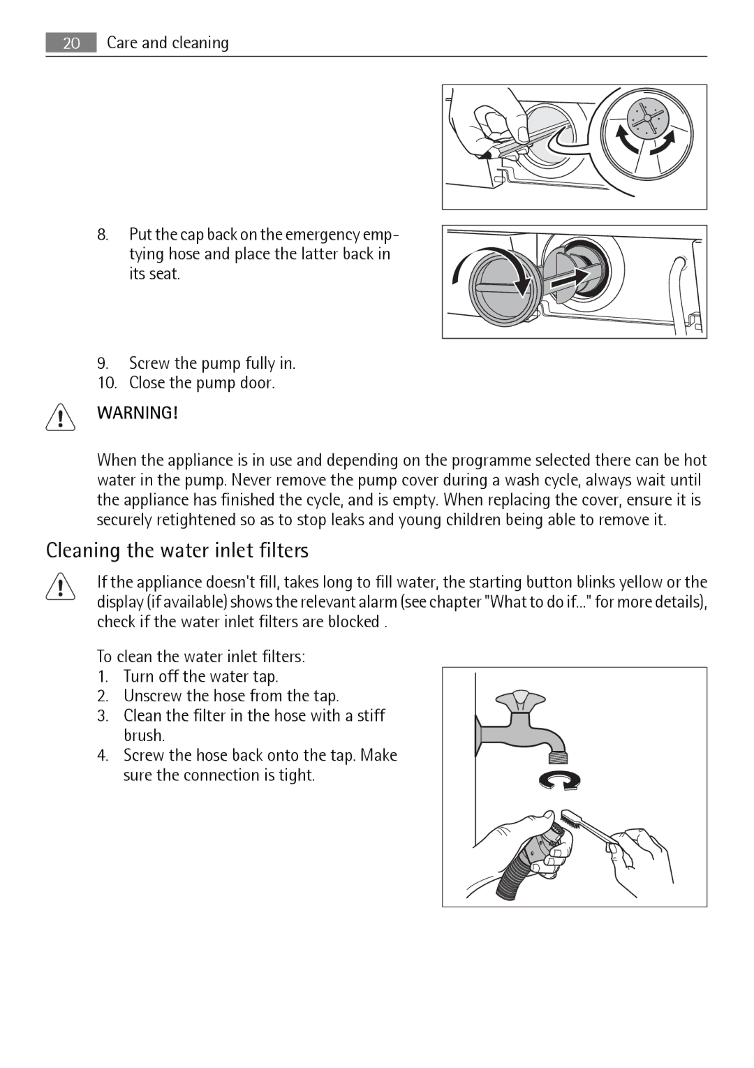 Electrolux L 56840 user manual Cleaning the water inlet filters 