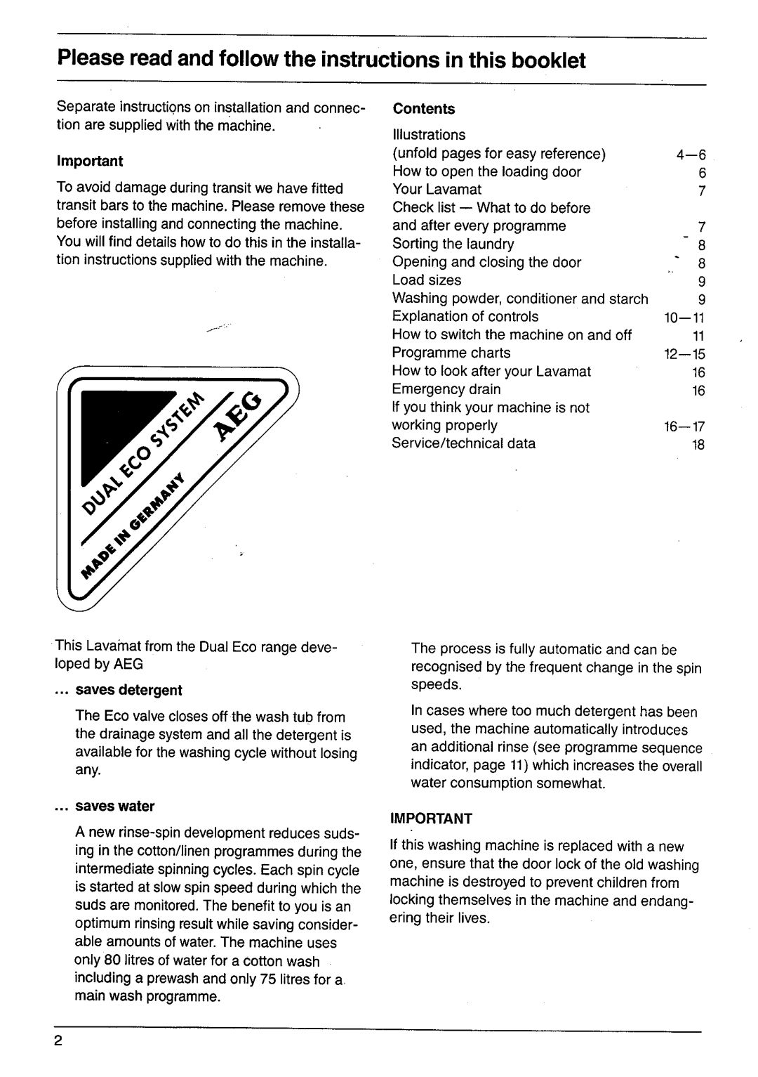 Electrolux LAVAMAT 1034U manual 