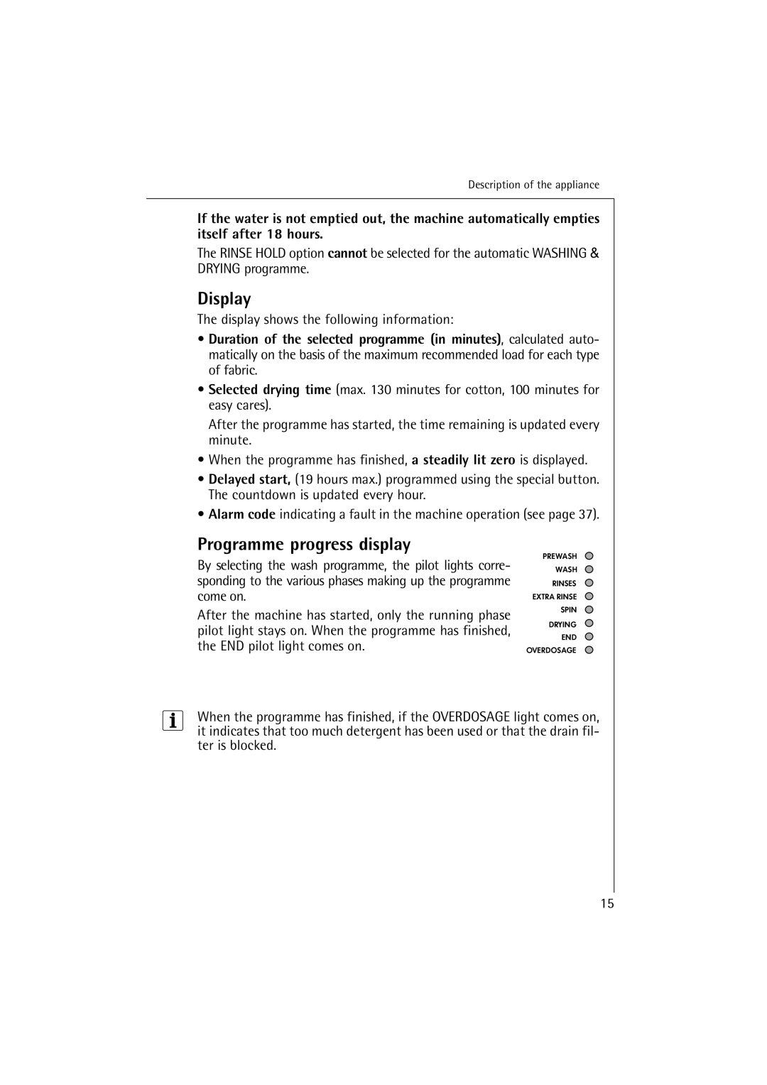 Electrolux LAVAMAT 14810, LAVAMAT 16810 manual Display, Programme progress display 