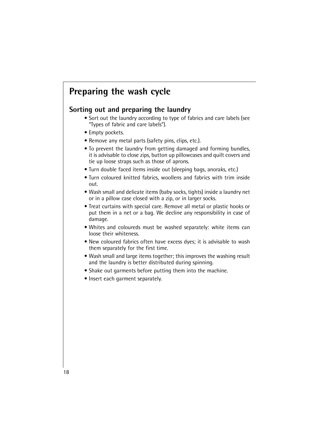 Electrolux LAVAMAT 16810, LAVAMAT 14810 manual Preparing the wash cycle, Sorting out and preparing the laundry 