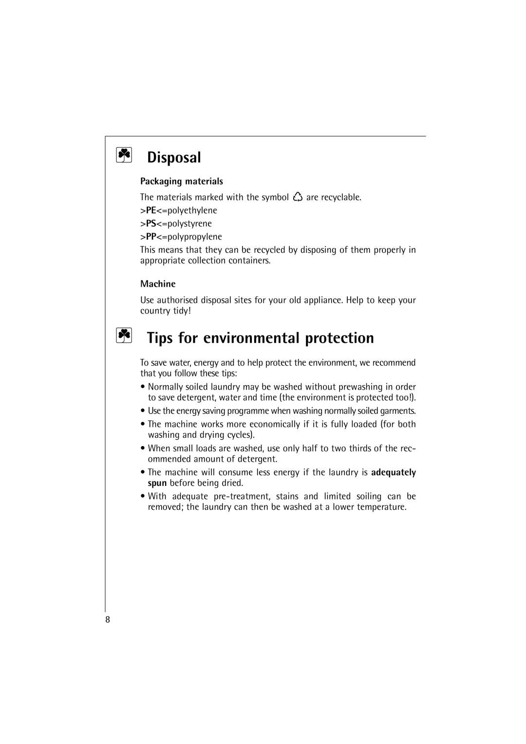 Electrolux LAVAMAT 16810, LAVAMAT 14810 manual Disposal, Tips for environmental protection, Packaging materials, Machine 