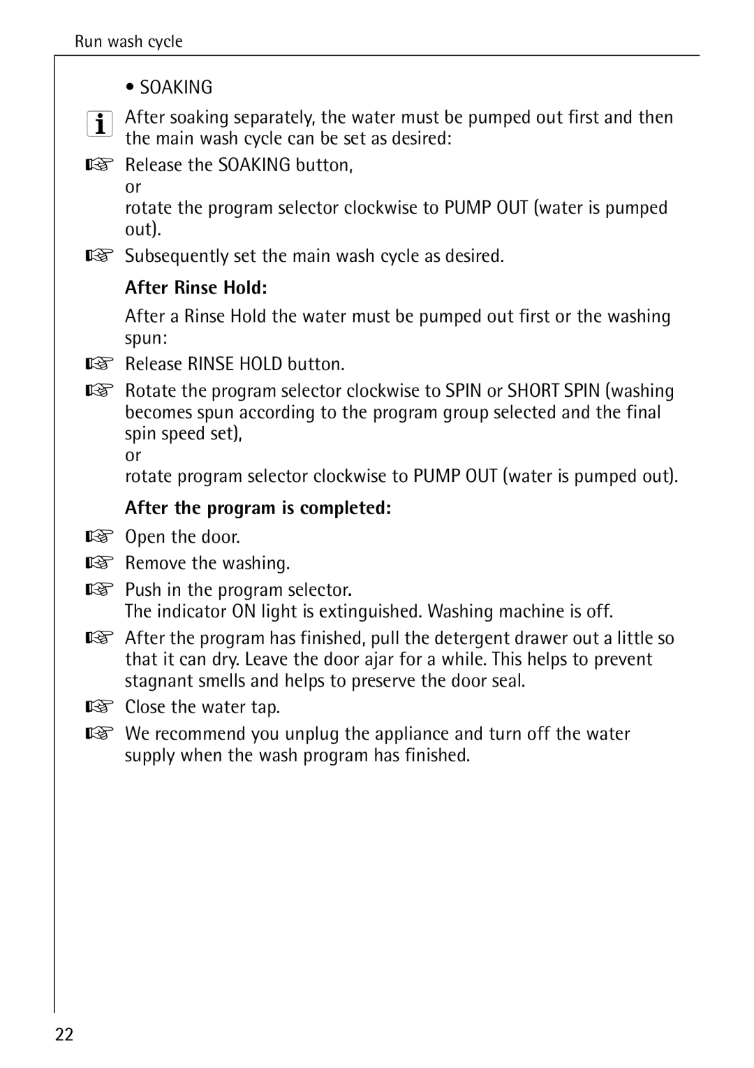 Electrolux LAVAMAT 50600 operating instructions After Rinse Hold, After the program is completed 