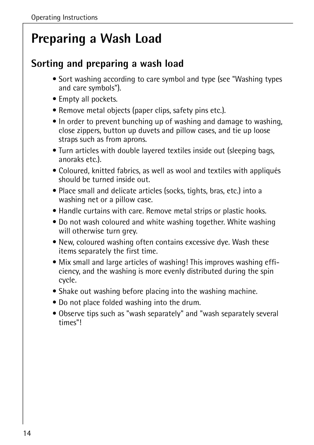 Electrolux LAVAMAT 50720 manual Preparing a Wash Load, Sorting and preparing a wash load 