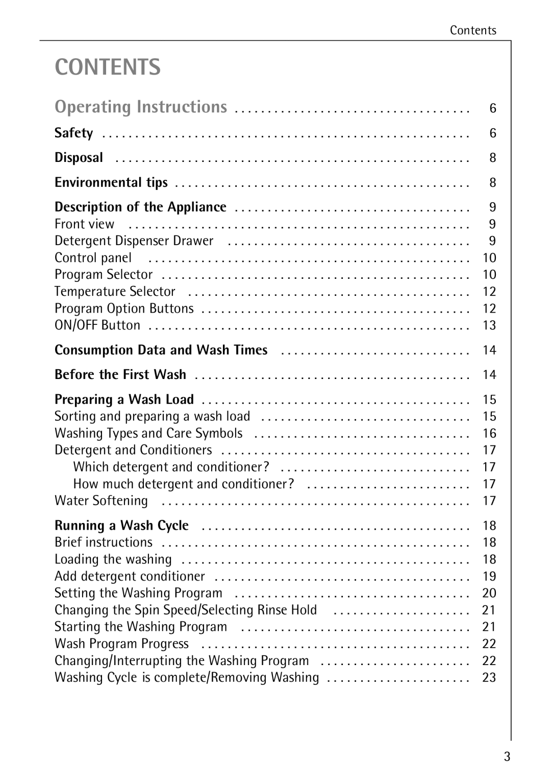 Electrolux LAVAMAT 51635 manual Contents 