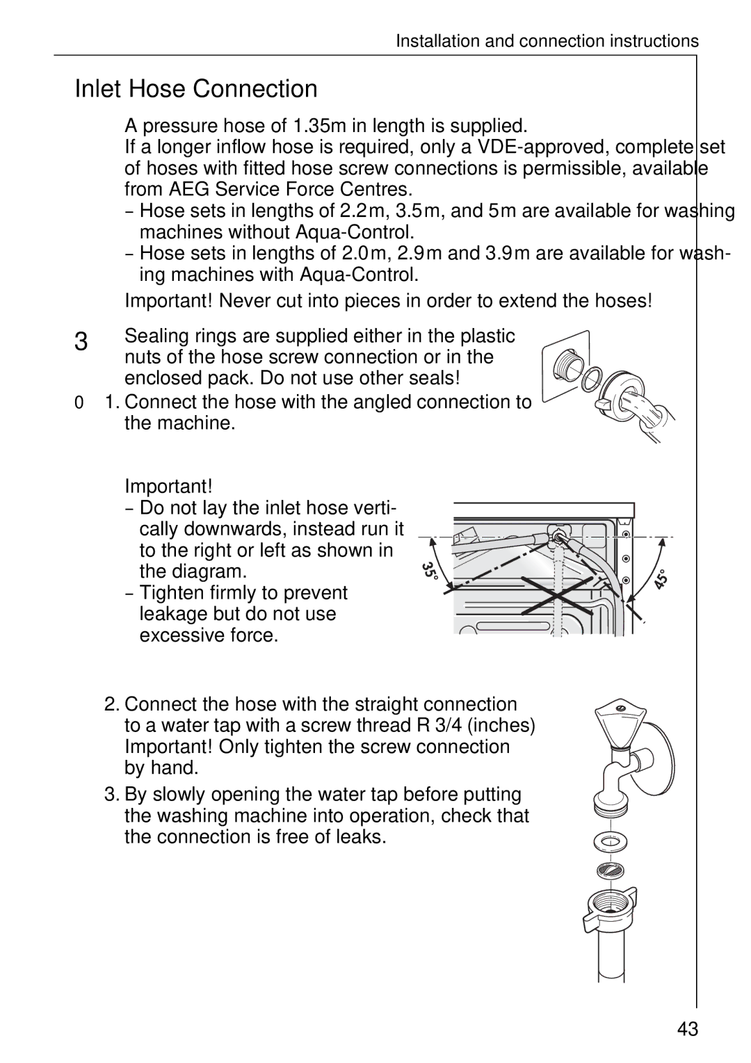 Electrolux LAVAMAT 51635 manual Inlet Hose Connection 