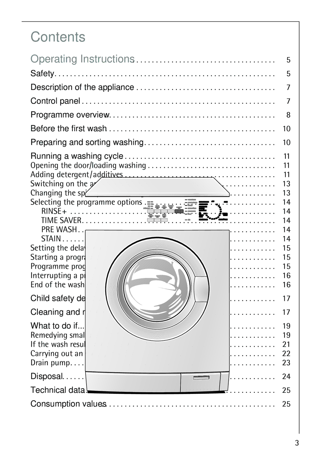 Electrolux LAVAMAT 62800 manual Contents 