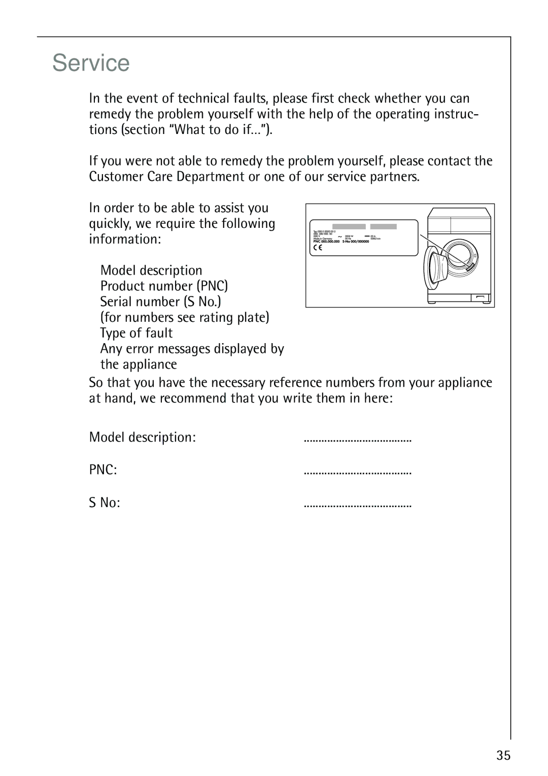 Electrolux LAVAMAT 62800 manual Service 