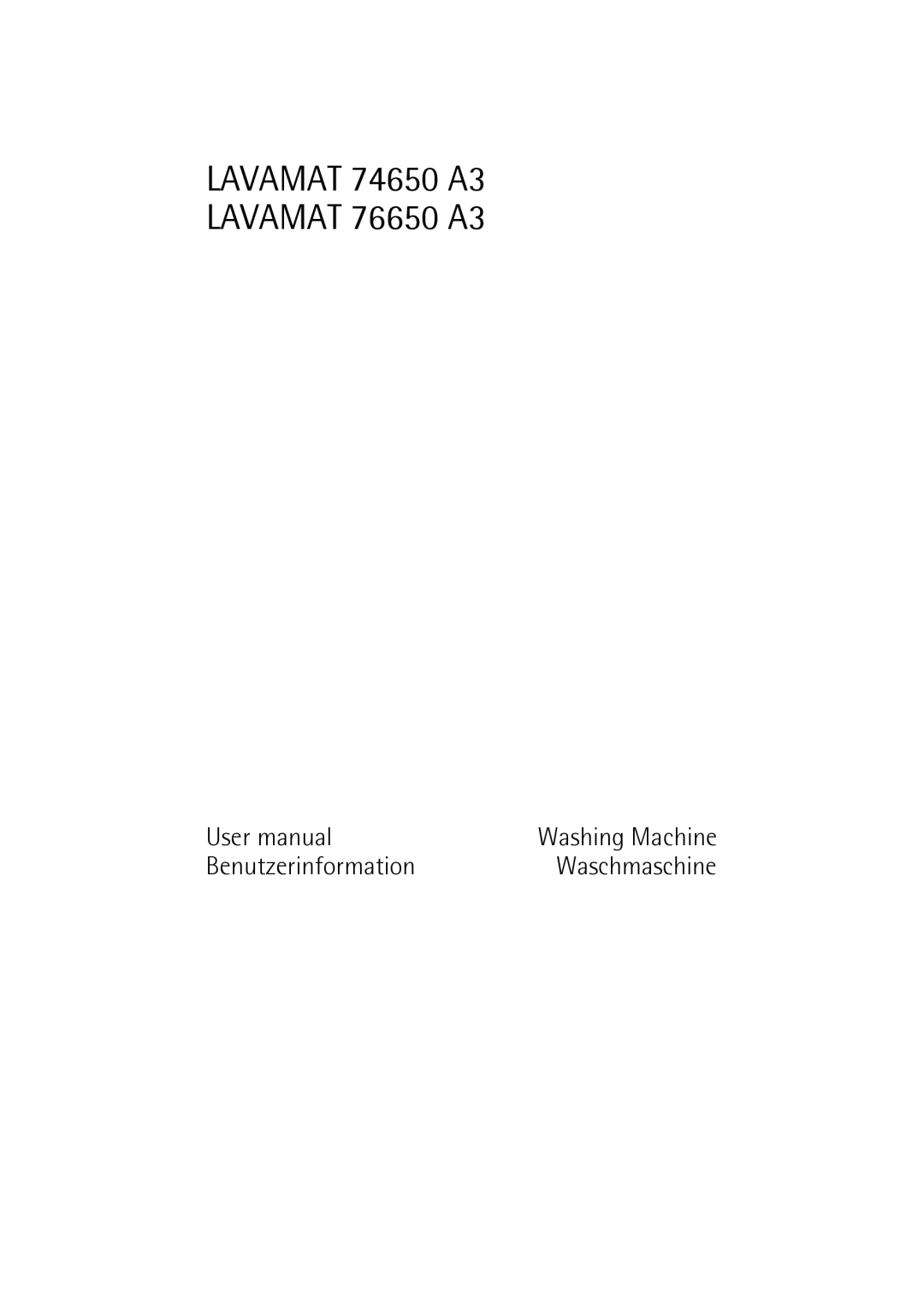 Electrolux LAVAMAT 74650 A3 user manual Benutzerinformation, Washing Machine 