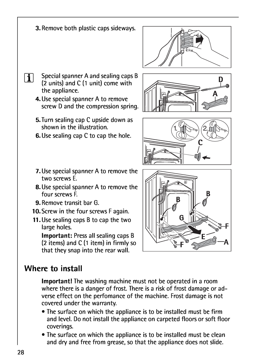 Electrolux LAVAMAT 74700 manual Where to install 