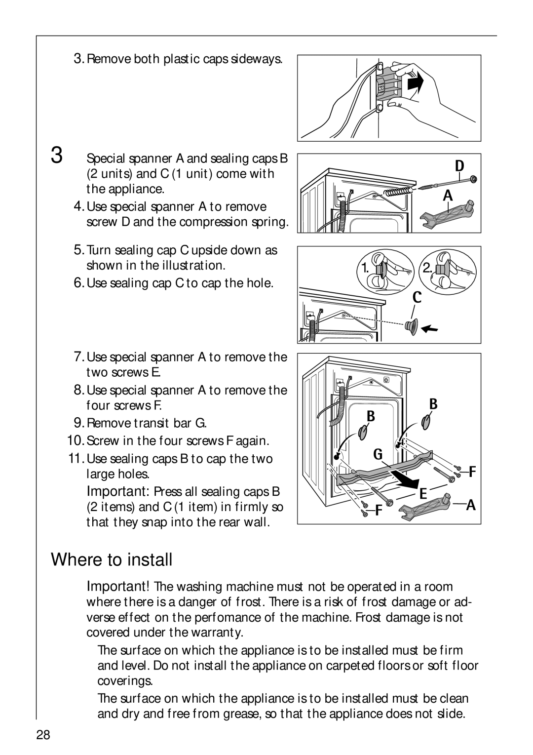 Electrolux LAVAMAT 74810 manual Where to install 