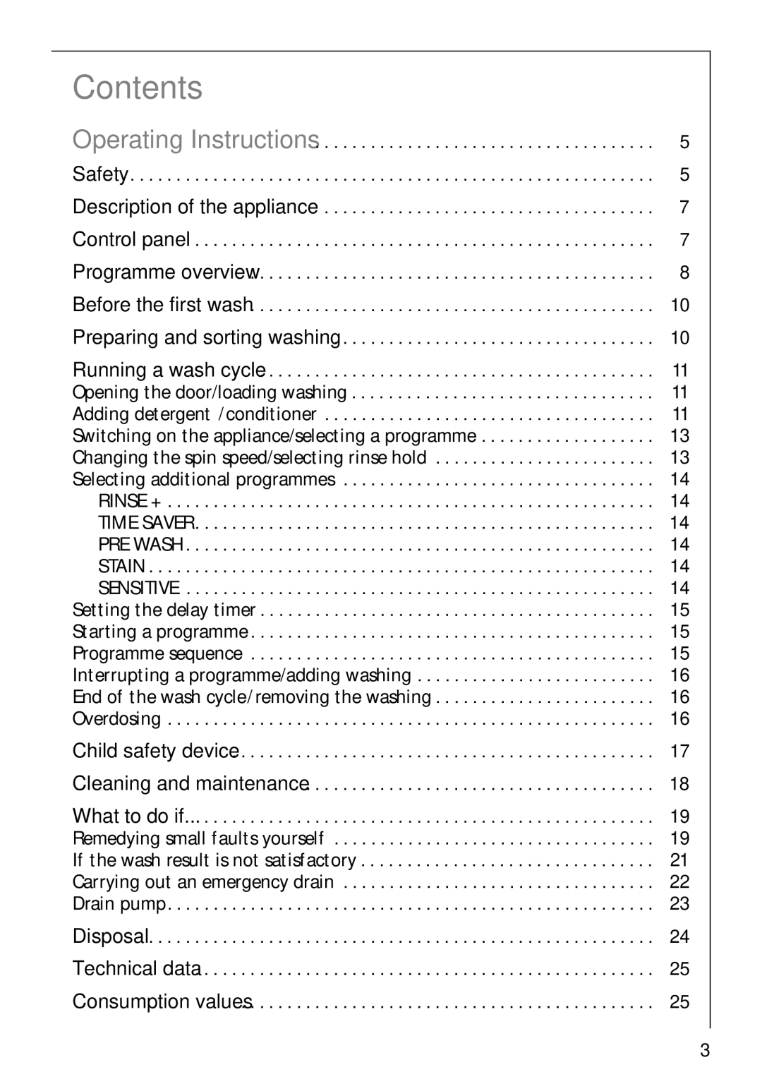 Electrolux LAVAMAT 74810 manual Contents 