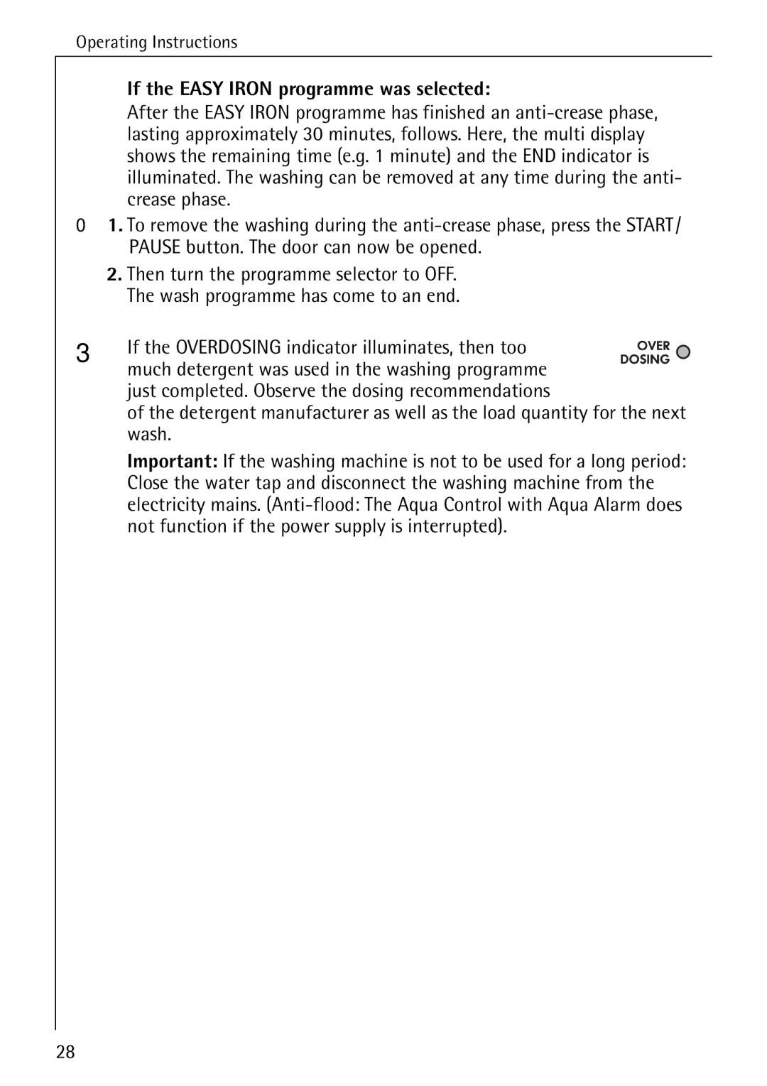 Electrolux LAVAMAT 84745 manual If the Easy Iron programme was selected, Wash 