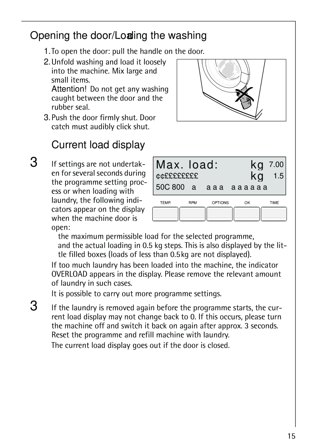 Electrolux LAVAMAT 86810 manual Max . load, Opening the door/Loading the washing 