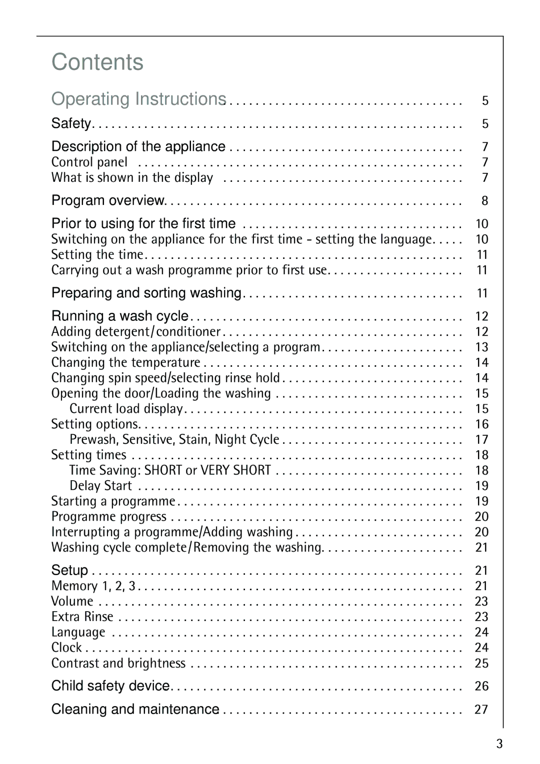 Electrolux LAVAMAT 86810 manual Contents 