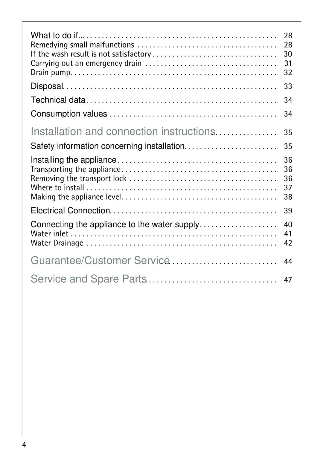 Electrolux LAVAMAT 86810 manual Installation and connection instructions, Safety information concerning installation 