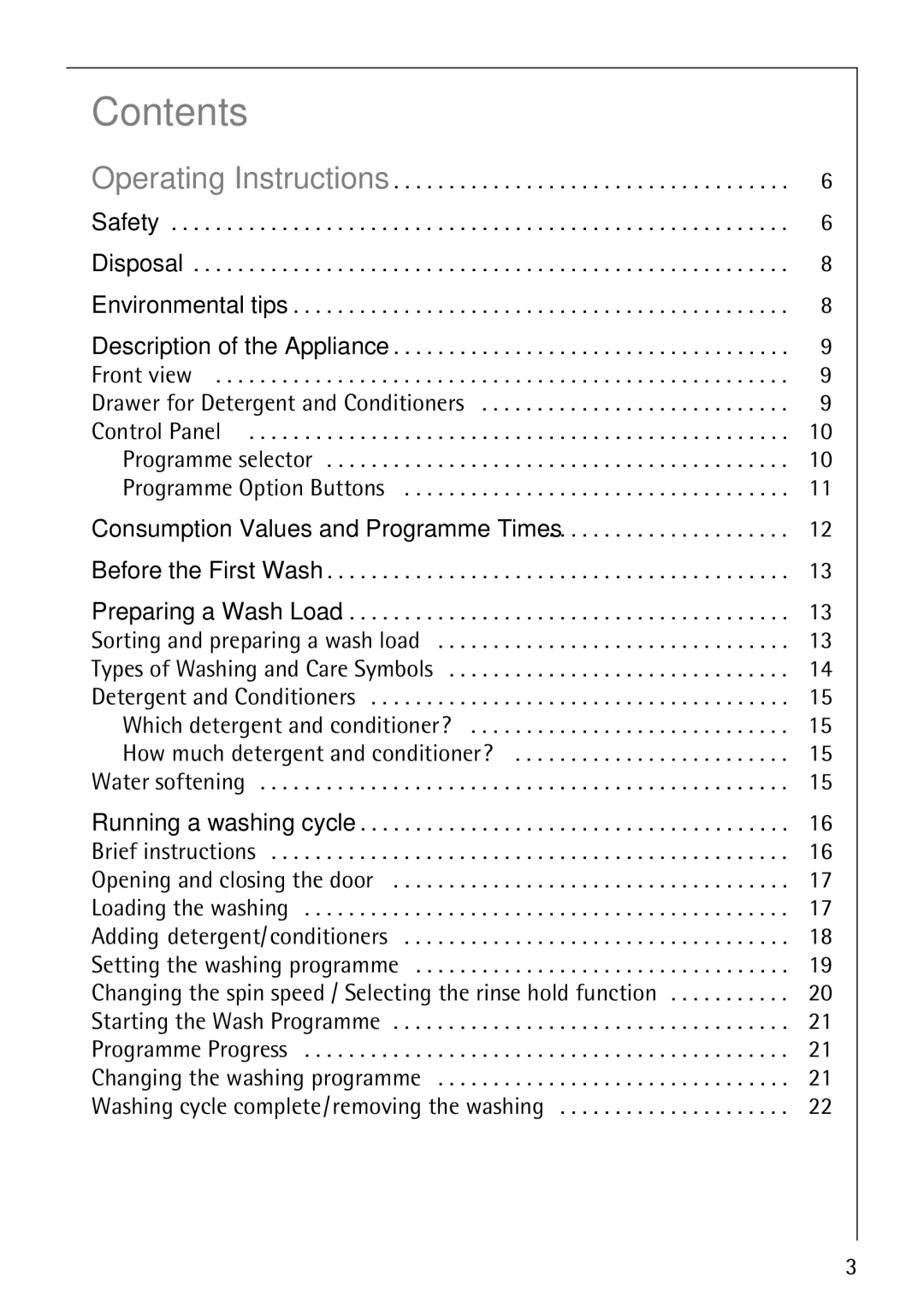 Electrolux LAVAMAT W 1059 manual Contents 