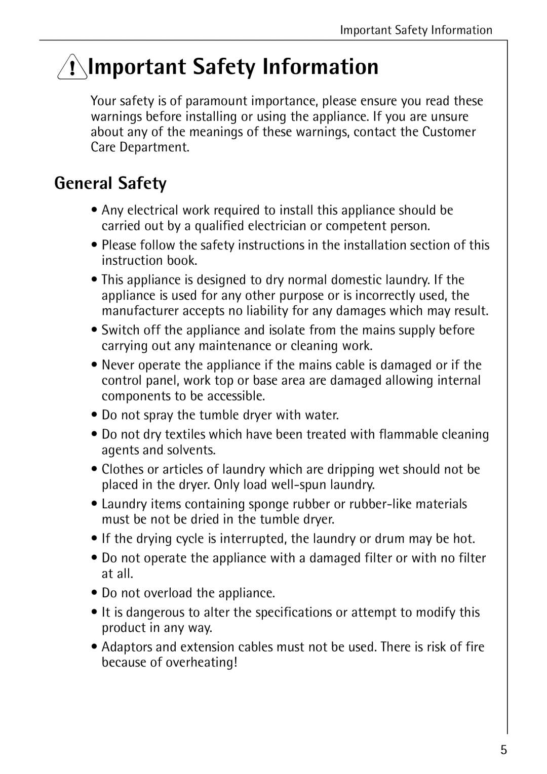 Electrolux LAVATHERM 32600 installation instructions 1Important Safety Information, General Safety 