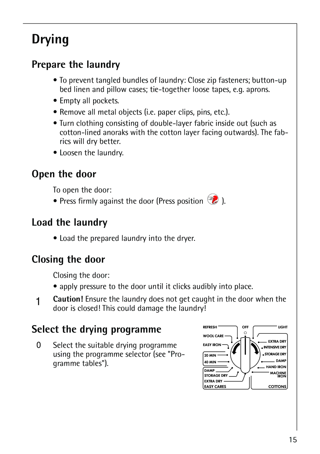 Electrolux LAVATHERM 37320 operating instructions Drying 