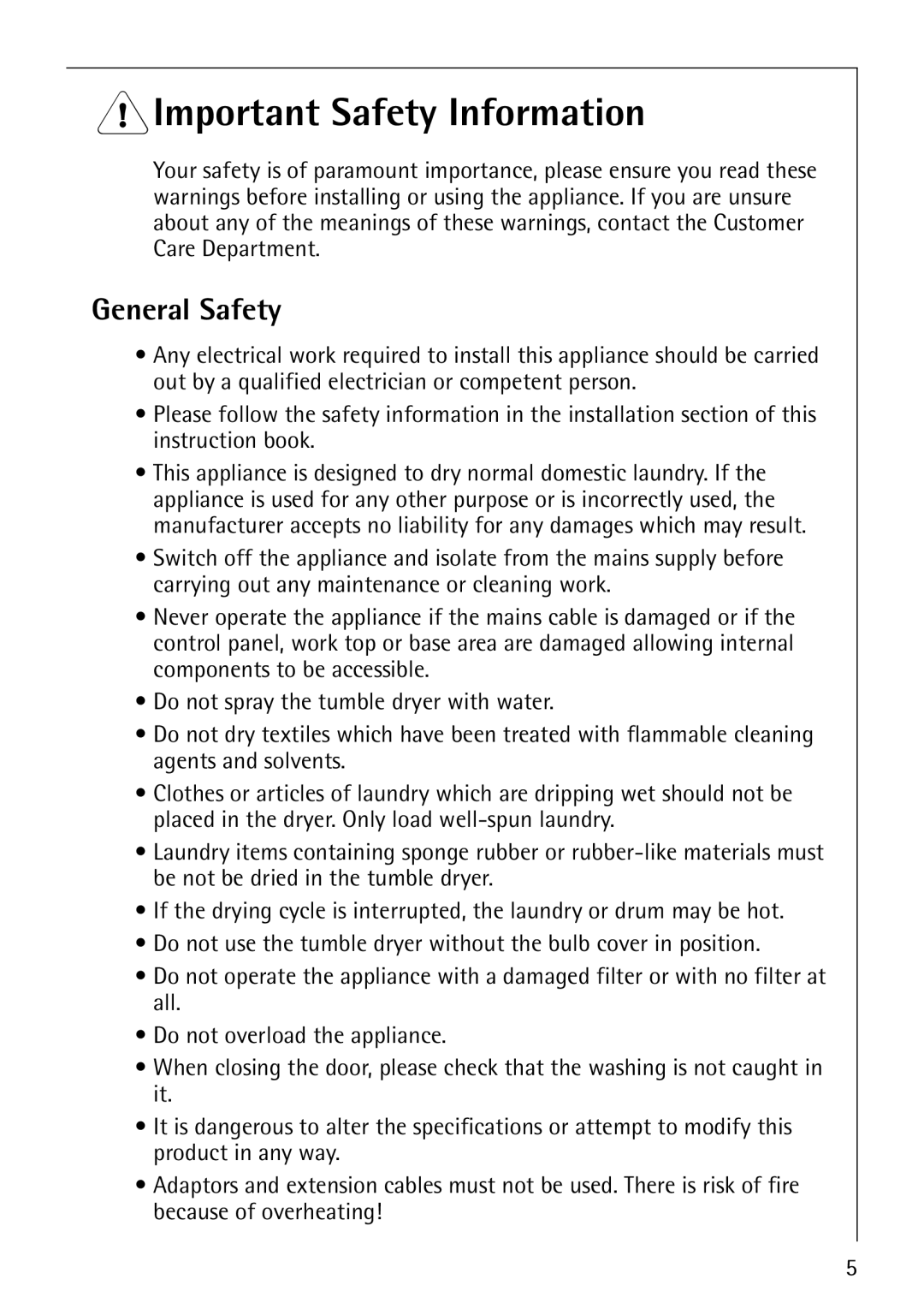 Electrolux LAVATHERM 37320 operating instructions 1Important Safety Information, General Safety 