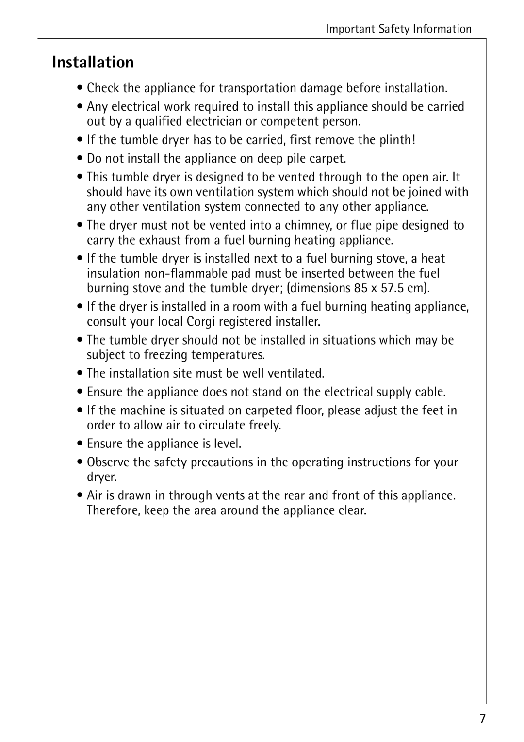 Electrolux LAVATHERM 37320 operating instructions Installation 